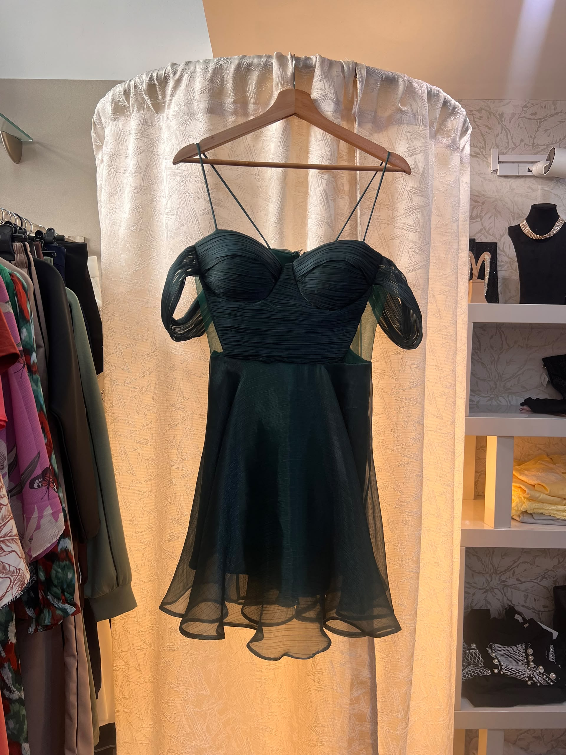 Robe courte Carmen - Vert foncé